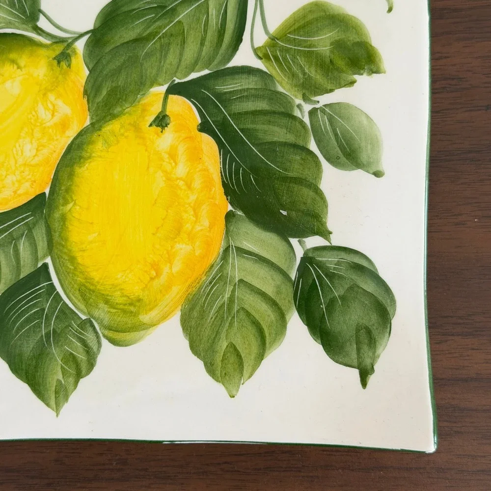 Vintage Hand Painted Ceramic Wall Clock‎ Lemons Signed Italy Amalfi 8x15
